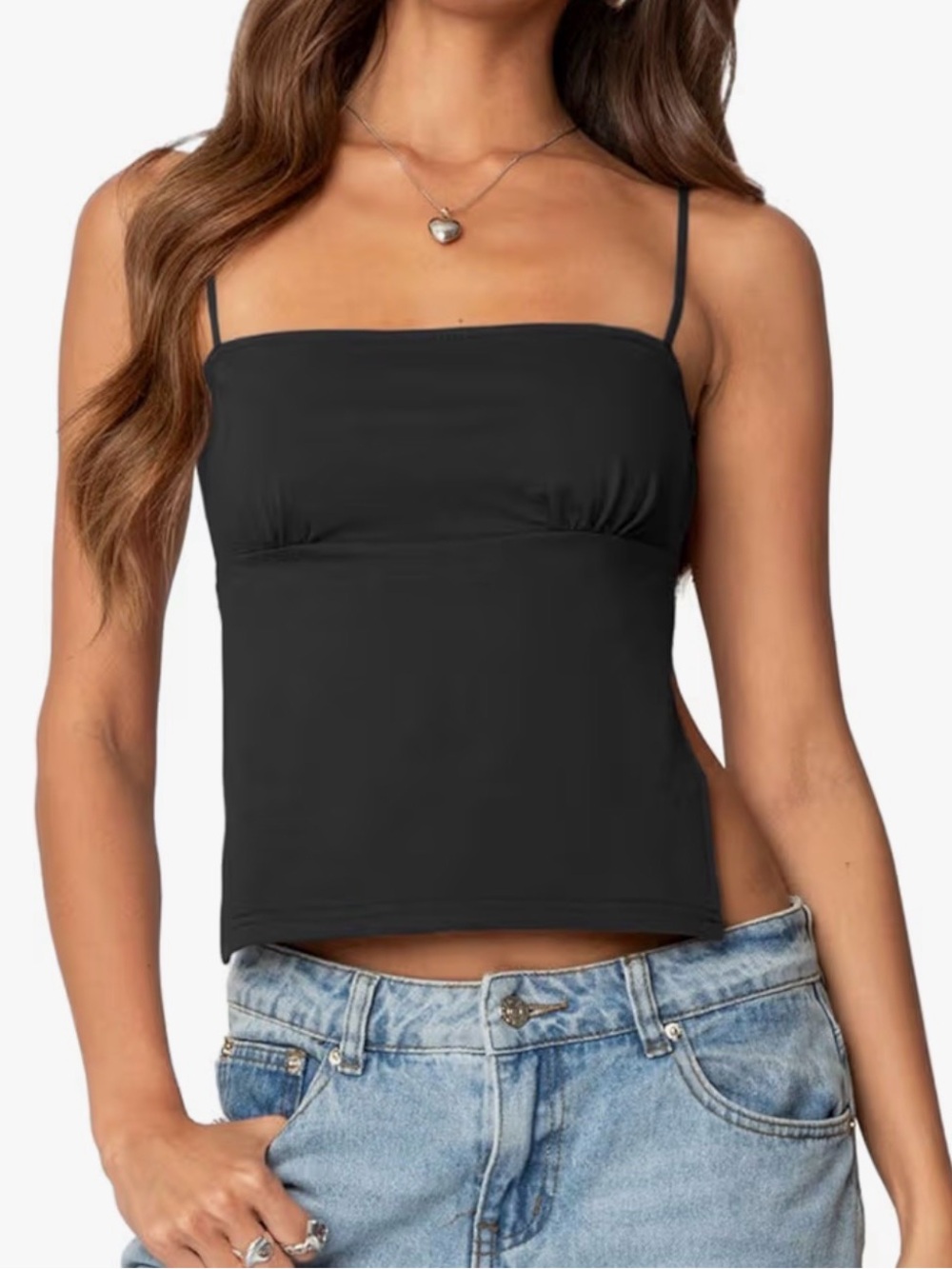 Amazon Black Adjustable-Strap Cami with Hem Ties